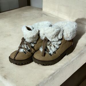 Union Bay Kacie UB19KAC30 Boots Brown Faux Fur Size-6 Teens/Women Leather Upper